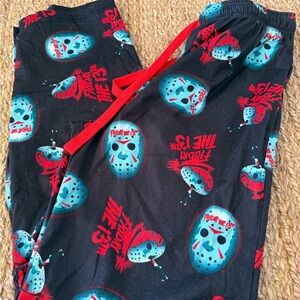 Friday the 13th Horror Men’s Teen Drawstring Pajama Pants Size Small